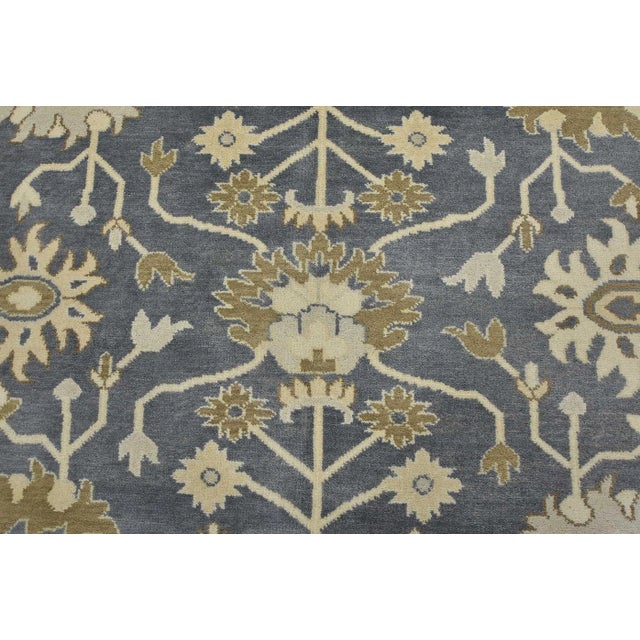 2020s Oushak Rug 9′ X 12’2” Blue Wool Traditional Hand-Knotted Oriental Carpet For Sale - Image 5 of 12