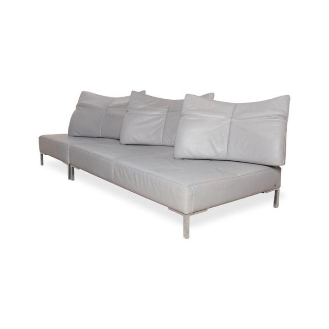 DS-112 3-Seater Sofa and Ottomans in Grey Leather from de Sede, Set of 3 For Sale - Image 10 of 18