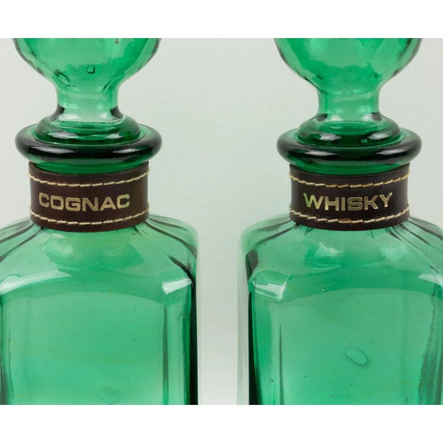 Mid-Century Leather Case Tantalus With Two Glass Decanters, 1960s For Sale - Image 10 of 13