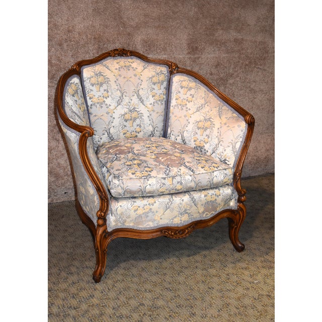 Vintage Carved Walnut French Style Rounded Back Chair Chairish