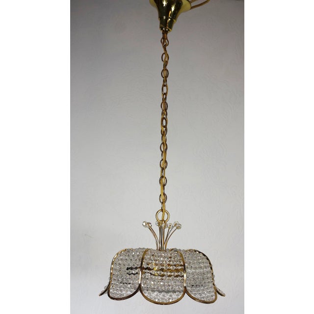 Vintage Brass and Lead Crystal Pendant from Palwa, 1960s, in Very Good conditions. Designed 1960 to 1969 This piece has an...