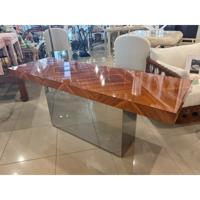 Mid-Century Modern 1970s Milo Baughman for Thayer Coggin Rosewood & Chrome Console Table Restored For Sale - Image 3 of 13