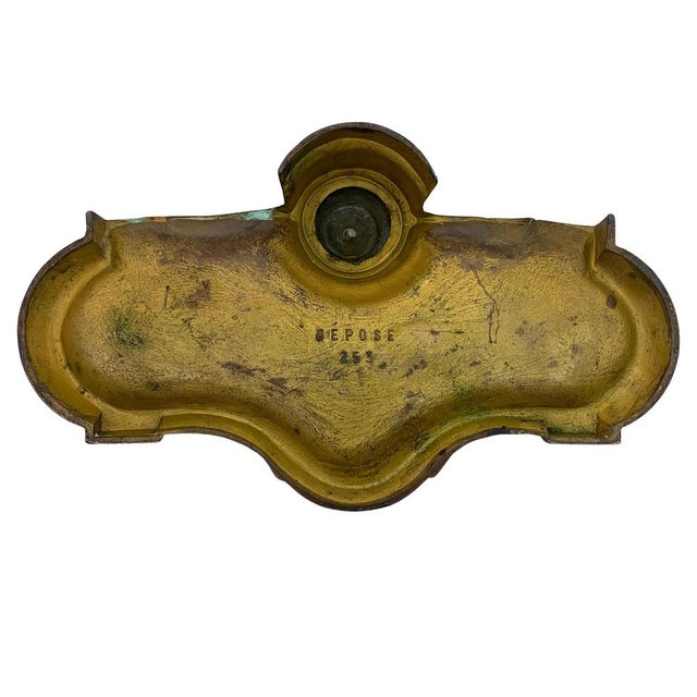 Art Nouveau French Bronze Desk Tidy with Inkwell, 1910s For Sale - Image 9 of 18