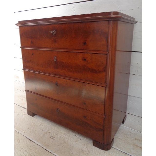 Bidermeier Chest of Drawers with Secretaire in Mahogany, Early 19th Century For Sale - Image 3 of 18