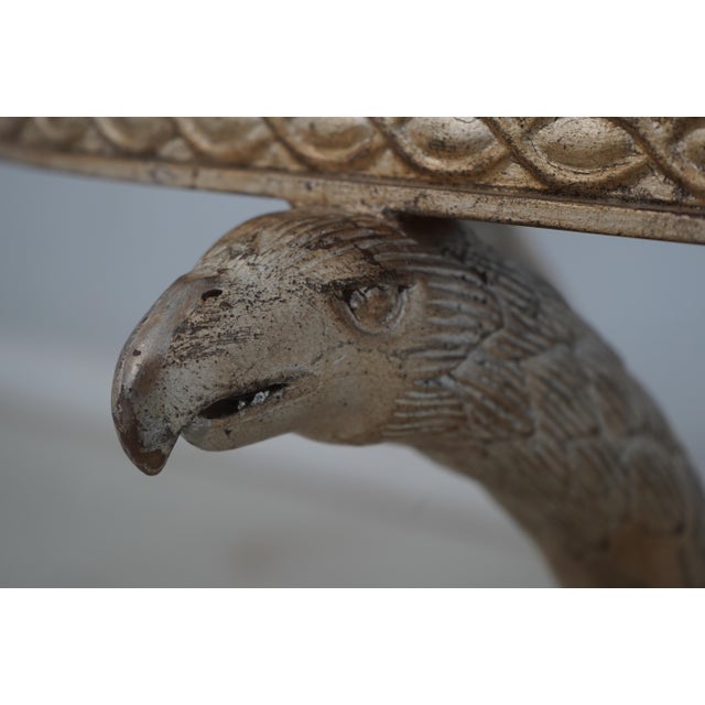 Silver Eagle Carved Regency Style Glass Top Sofa Console Table For Sale - Image 8 of 12