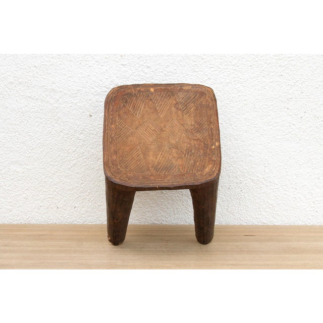 Wood African Carved Stool, Sunstone Seat For Sale - Image 7 of 10