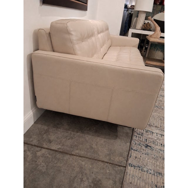 Contemporary Chateau D’Ax Italian Ivory Leather Tufted Three-Seat Sofa, 2014 For Sale - Image 3 of 7