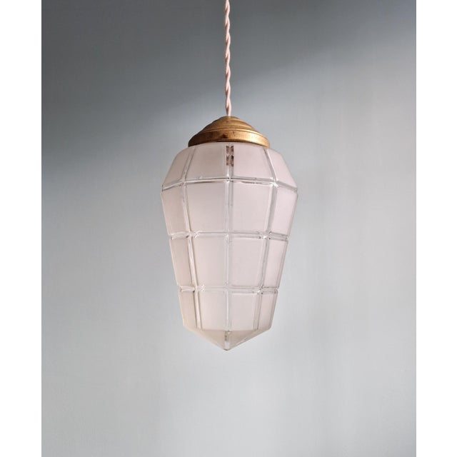 Art Deco Pendant Light in Faceted Satin Glass, 1920s For Sale - Image 11 of 11