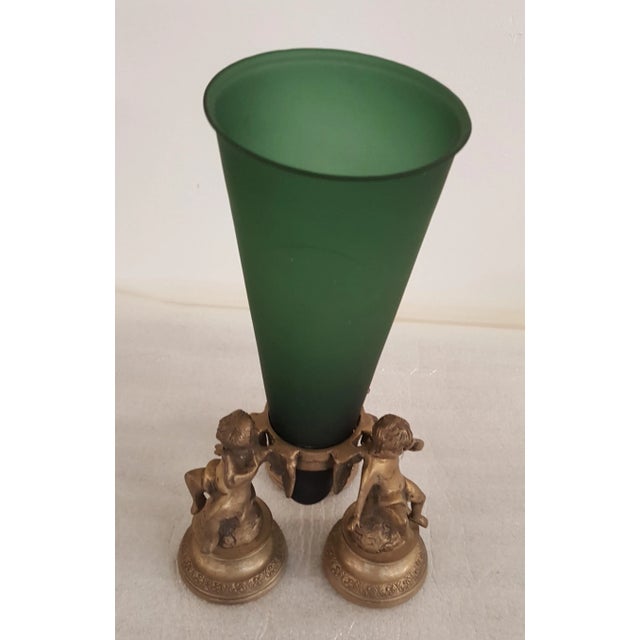 2010s Maitland Smith Green Glass and Brass Epergne For Sale - Image 5 of 8