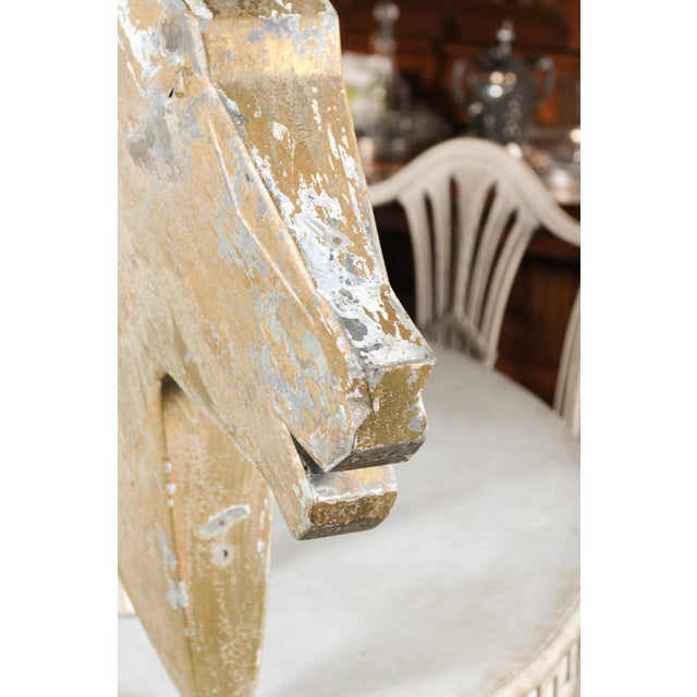 French 1890s Gilded Zinc Horse Head Sculpture with Angular Traits and Patina For Sale In Atlanta - Image 6 of 12