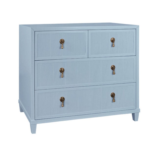 New special order item. Not vintage. The elegant Pascal four-drawer chest features beautiful fluted drawer fronts that add...