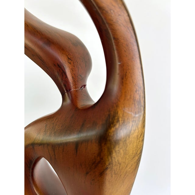 1980s Organic Modern Carved "Spiral" Abstract Wood Sculpture on Acrylic Cube Base For Sale - Image 11 of 11
