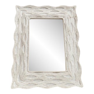 Carved Stone Picture Frame: Wavy Textured Decor For Sale