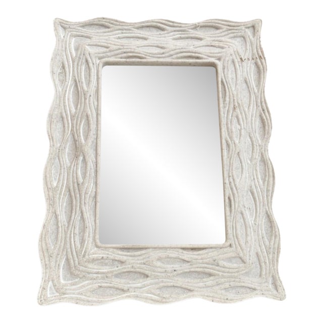 Carved Stone Picture Frame: Wavy Textured Decor For Sale