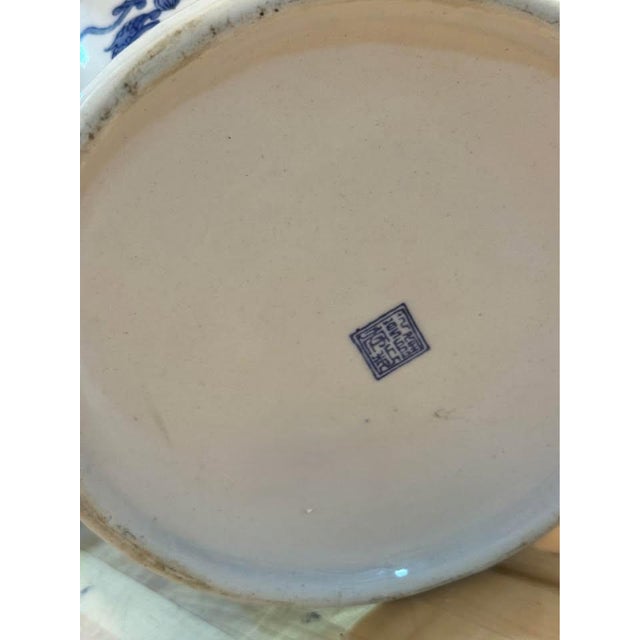 This is a large, impressive blue-and-white Chinoiserie lidded ginger jar. At 9.5” wide × 16.5” tall. No imperfections....