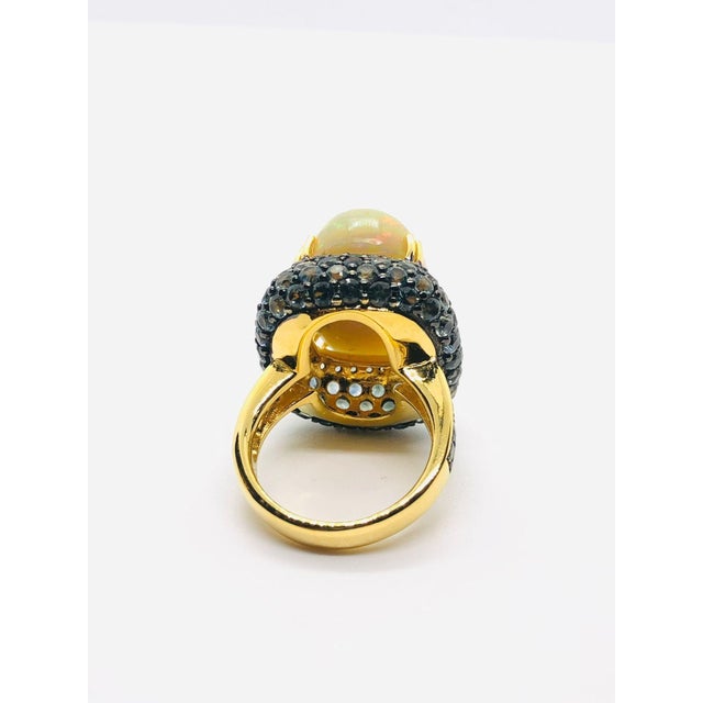 Bochic “Orient” Vintage Natural Opal & Sapphire Ring Set In 18K & Silver For Sale In New York - Image 6 of 13