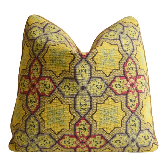 Designer Clarence House Saratoga Chic Fabric Feather/Down Pillow 22" Square For Sale