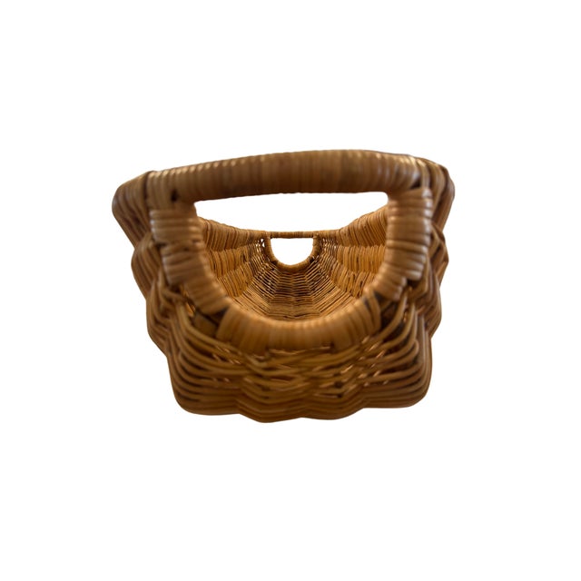 Wood 1970s Long Handwoven Wicker Basket For Sale - Image 7 of 8