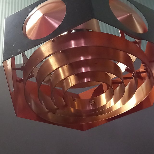 Vintage Space Age Copper Ceiling Lamp by Birger Hammerstad, 1960 For Sale - Image 11 of 14