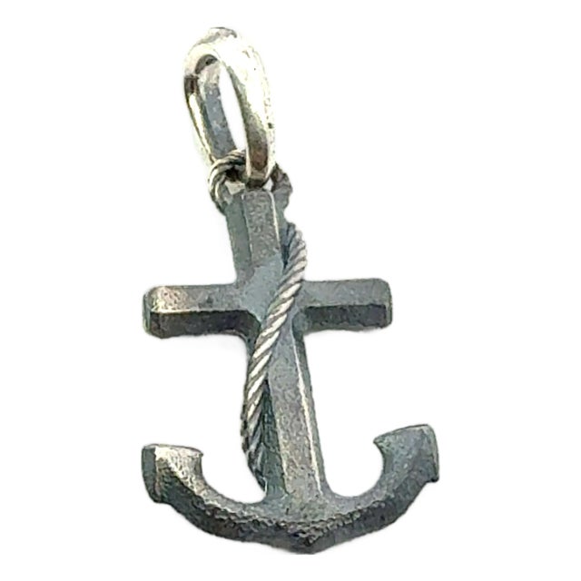 1990s David Yurman Maritime Anchor Pendant Sterling Silver Estate For Sale