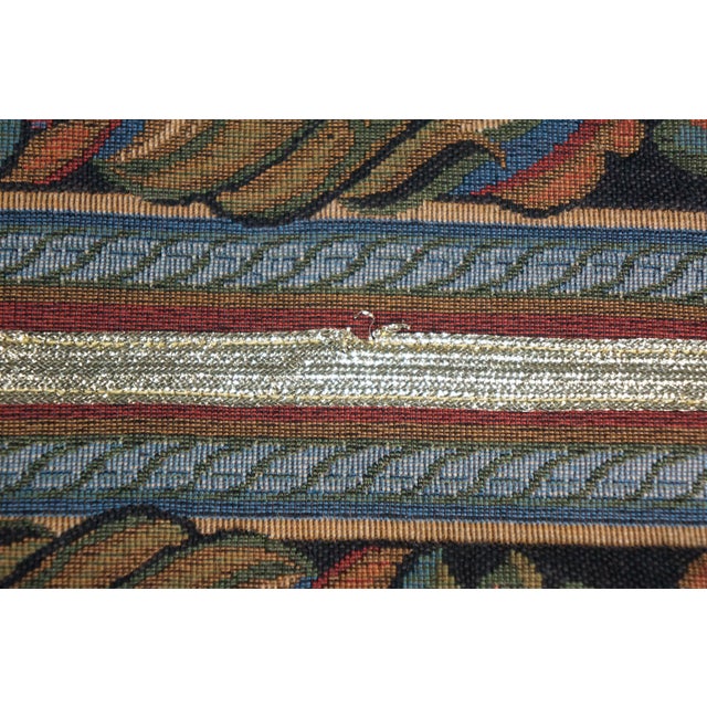 Vintage French Baroque Woven Tapestry Table Runner Acanthus Leaf Gold Tassel For Sale - Image 9 of 9