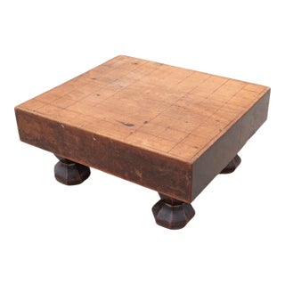 Vintage Japanese Shogi Game Board, Keyaki Wood, Carved Design, 1920s For Sale