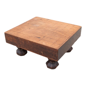 Vintage Japanese Shogi Game Board, Keyaki Wood, Carved Design, 1920s