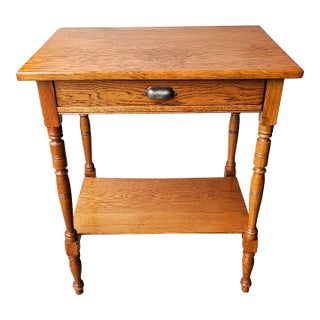 Early 20th Century American Arts and Crafts Oak Wash Stand Table For Sale