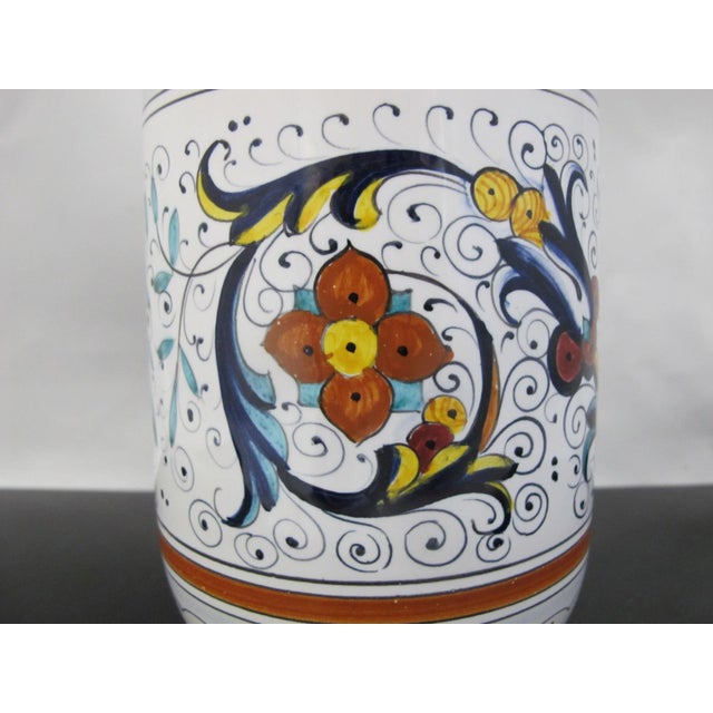 Deruta Deruta Italian Majolica Pottery Utensil Holder Canister or Wine Cooler For Sale - Image 4 of 9
