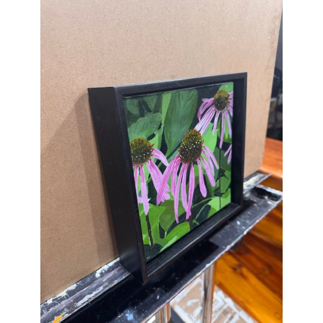 Purple Cornflower by Kathleen Varadi, 2021 Acrylic on Canvas, Framed For Sale - Image 4 of 7