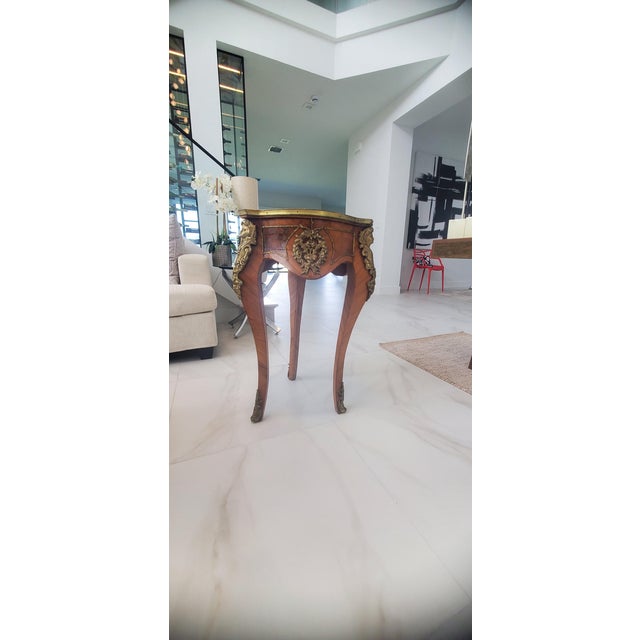 Italian Marble Pedastals With Unique Bronze Design For Sale - Image 3 of 4