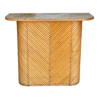 Vintage Pretzel Rattan Cocktail Bar With Capiz Shell Top For Sale