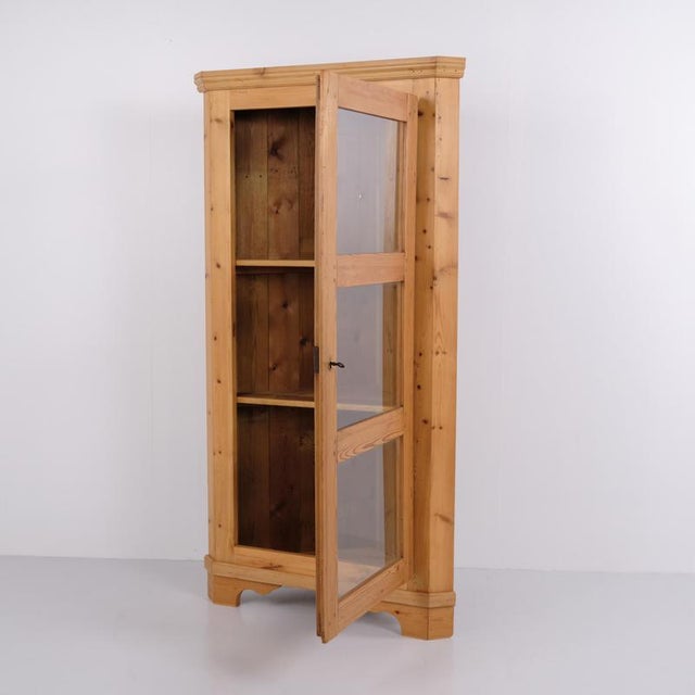Antique Pine Corner Cabinet with Glass Door, 1890s For Sale - Image 4 of 10