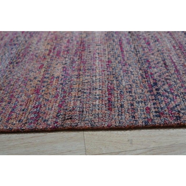 8x10 Red Hand-Knotted Silk Subtle Striations Geometric Modern Carpet Rug For Sale In New York - Image 6 of 7