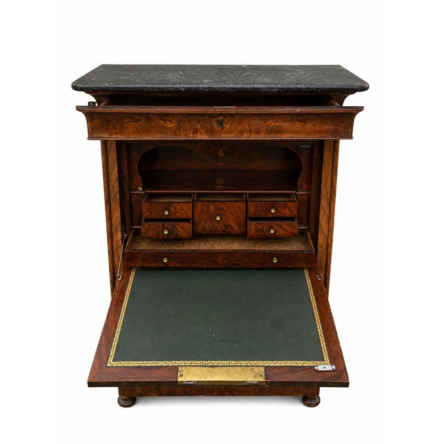Black Antique Louis Philippe Secretaire in Flamed Mahogany, 1890s For Sale - Image 8 of 9