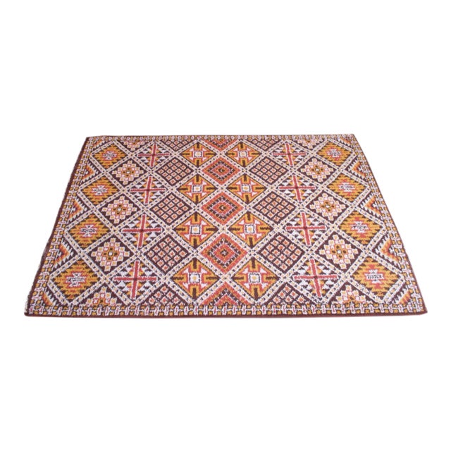 Vintage Hand Knotted Berber Wool Tribal Rug For Sale