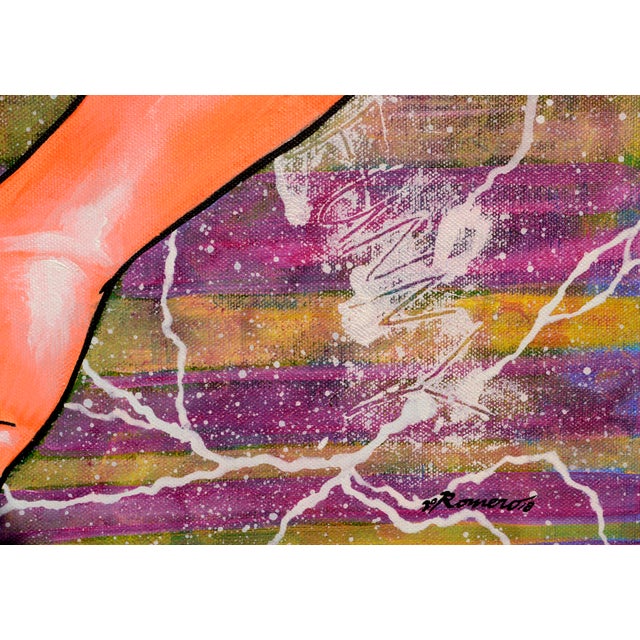 Textile "Woman" Contemporary Figurative in Neon Orange Aromas Artist Frank Thomas Romero For Sale - Image 7 of 9