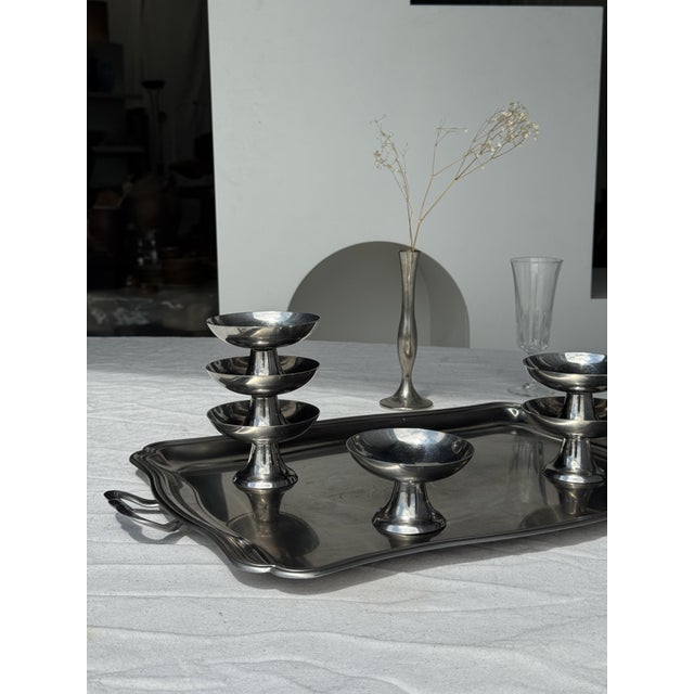 Silver Stainless Steel Serving Tray by Guy Degrenne, 1980s For Sale - Image 11 of 15