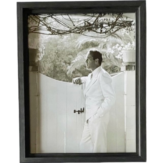 Gray Late 20th Century Vintage Humphrey Bogart at the Garden of Allah Hotel Framed Black & White Photo For Sale - Image 8 of 12