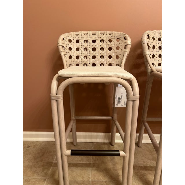 Baker McGuire Exalt Bar Stool, Natural Finish, Loose Seat Cushion - Pair For Sale - Image 18 of 18