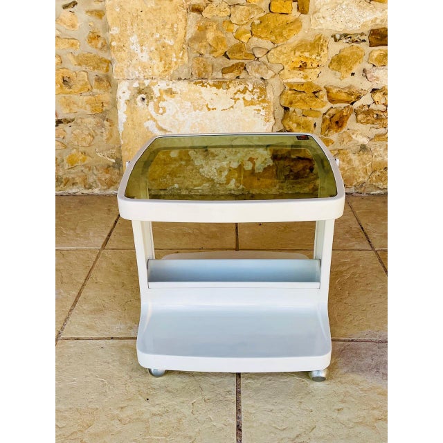 Mid-Century Modern Vintage Side Table on Wheels with Storage by Flair, 1970s For Sale - Image 3 of 18