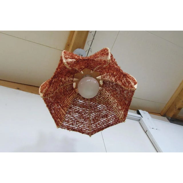 Scandinavian Wood & Wire Ceiling Lamp, 1960s For Sale - Image 6 of 8