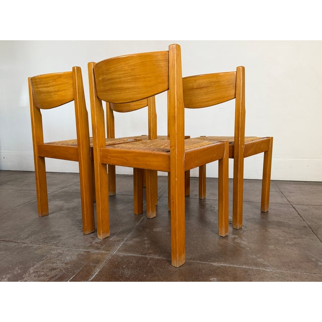 Vintage 1970's Maison Regain Elm Dining Chairs For Sale - Image 9 of 18