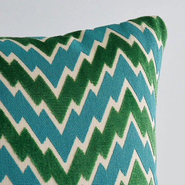 This pillow features Florentine Chevron with a knife edge finish. Ooh la la! This exquisite, high-style cut velvet is just...