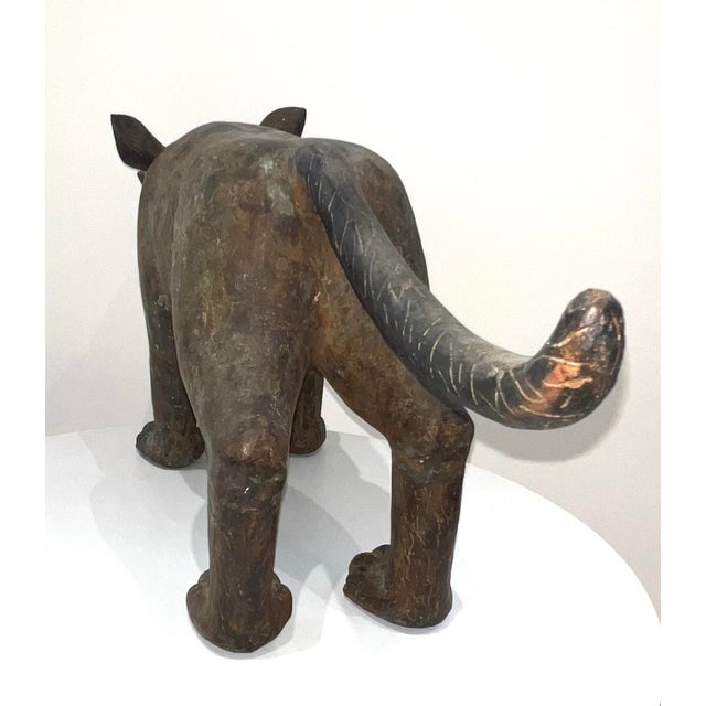 Early 20th Century Large Vintage Bronze Mythical Feline Heavy For Sale - Image 10 of 12