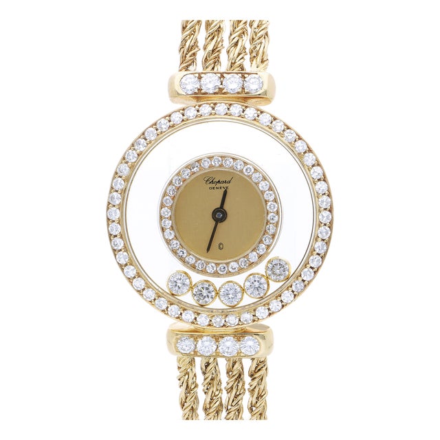 Chopard Happy Diamonds 4066 18k Yellow Gold Watch Circa 1985 Full Set For Sale