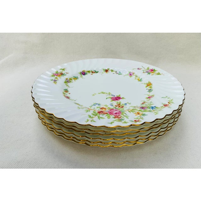 Exquisite Set of Minton Bone China Dinner Plates - Lorraine Pattern, C. 1925 For Sale - Image 6 of 11