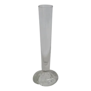 Hand Blown Glass Clear Bubble Rounded Base Bud Vase