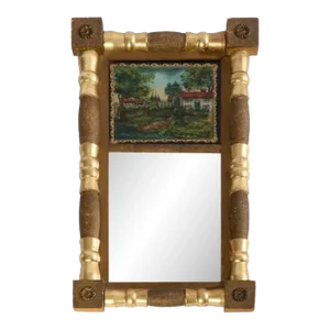 19th Century Federal Split Column Reverse Painted Mirror