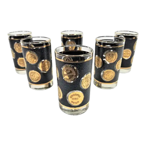 Libbey 22k Gold Glasses Glassware Barware Mid Century 1960s